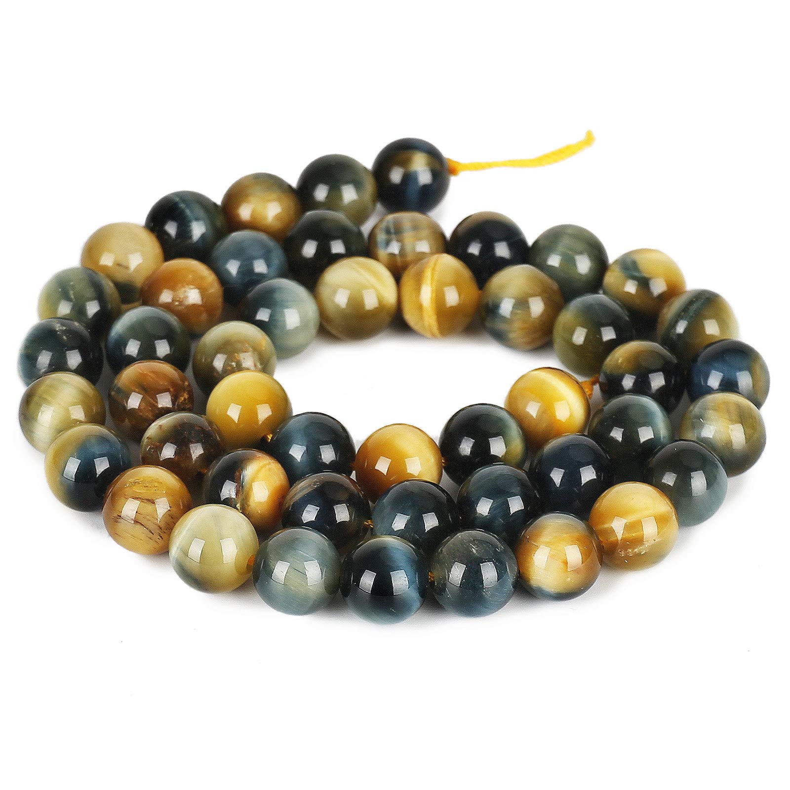 Set of 6 round natural tiger's eye beads - AAA grade - 6 mm