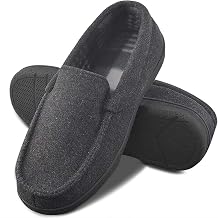 DL Mens Memory Foam Moccasin Slippers Breathable Moccasin Slippers Micro Wool House Shoes Anti-Slip Sole Indoor Outdoor