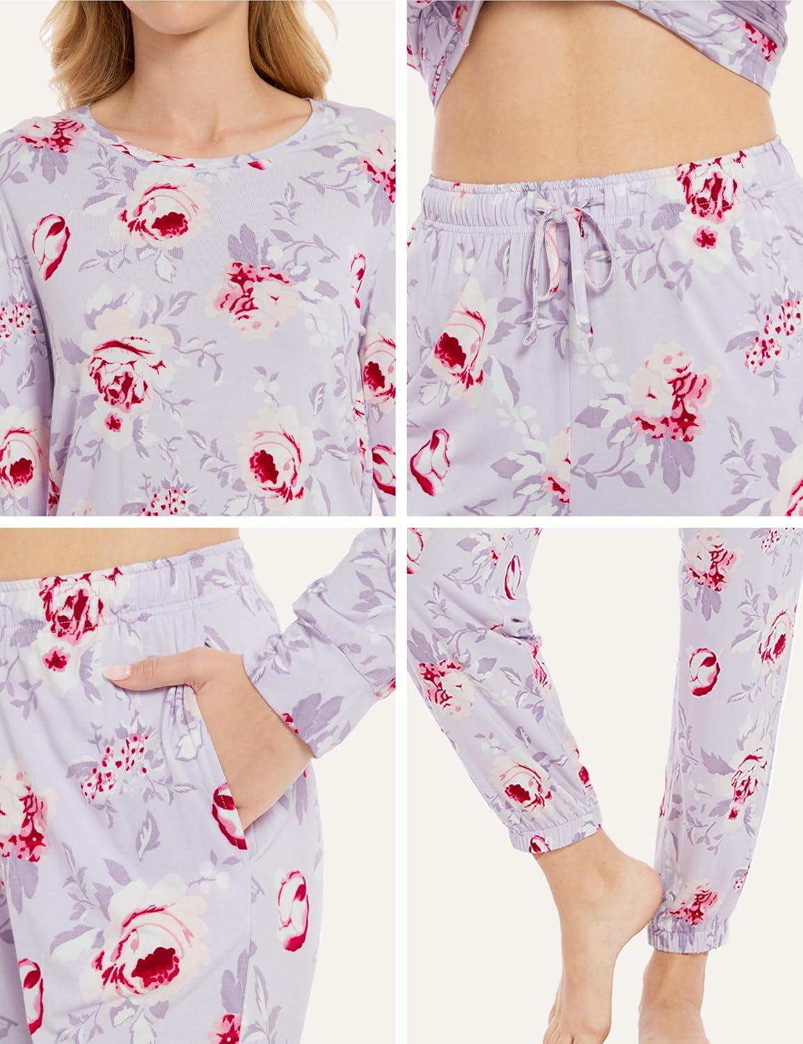 GYS Womens Pajamas Set - Viscose Made from Bamboo, Long Sleeve Sleepwear Tops with Jogger Pants Lounge Pjs Sets - Image 4