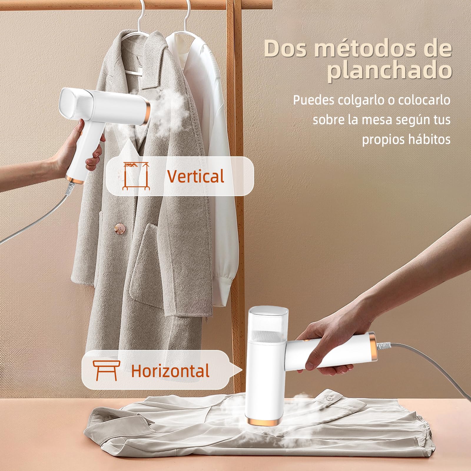 Synrroe Plancha Vertical Vapor, Plancha Vertical Portátil 1000W 150ML, Vaporizador de Ropa, Vaporizador Adecuado para Todos los Tejidos para, Hogar, Viajes, Hogar y Oficina