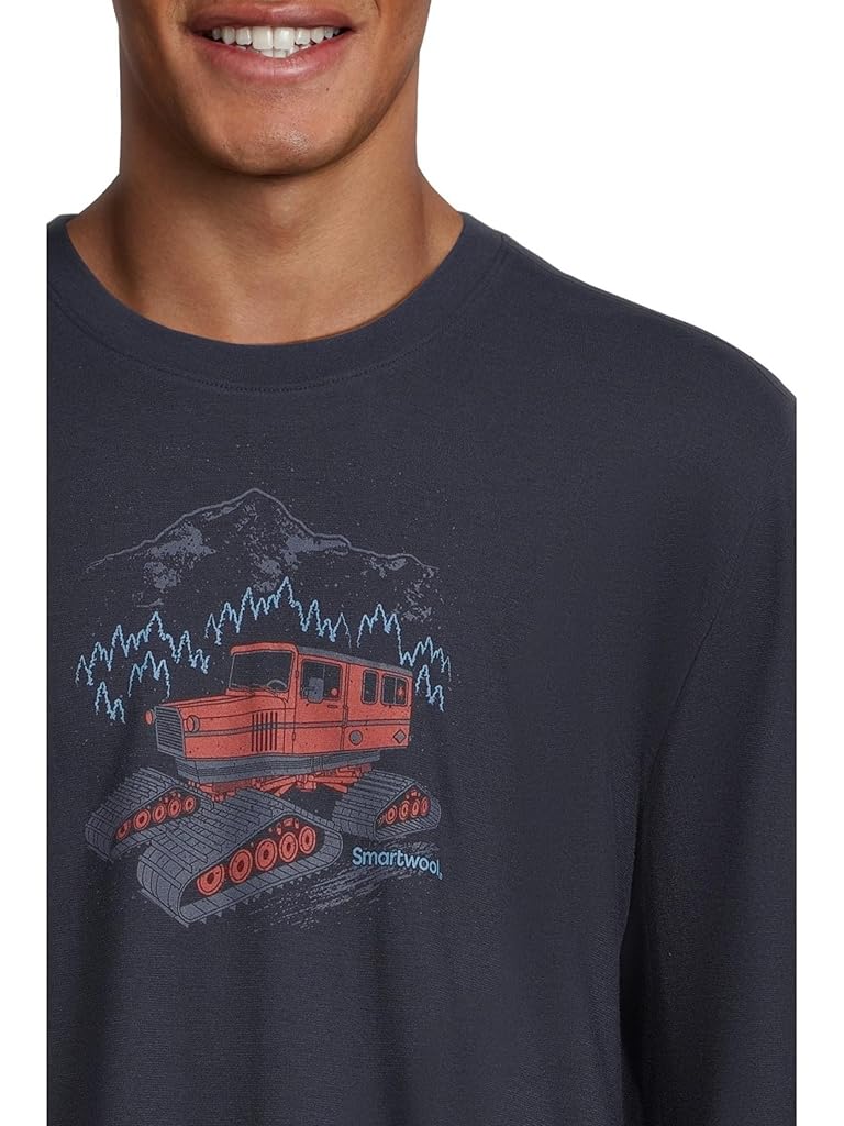 Navy Smartwool Snowcat Graphic Long Sleeve Graphic Tee