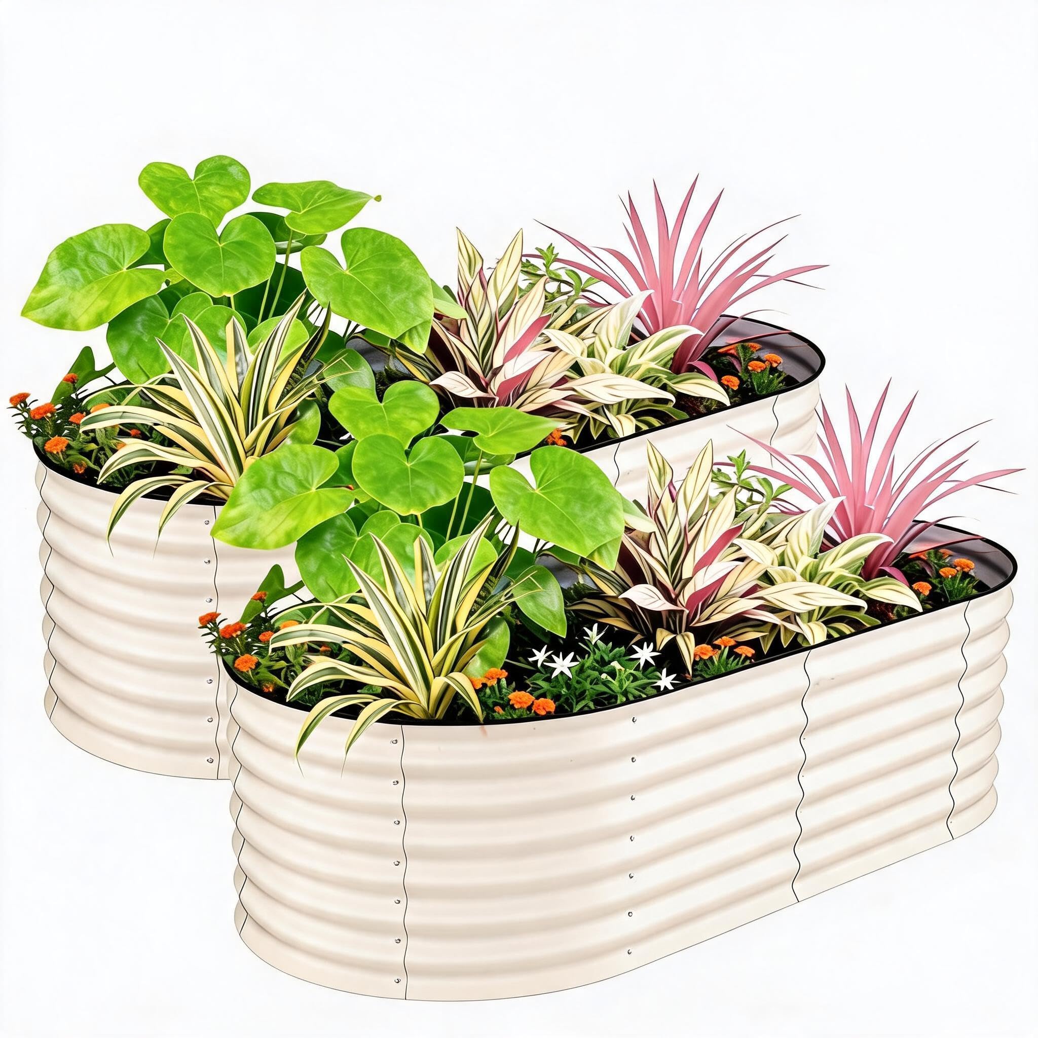 GarveeMore 6x3 & 8x4 ft Galvanized Raised Garden Bed, Rust-Resistant Metal Planter Boxes