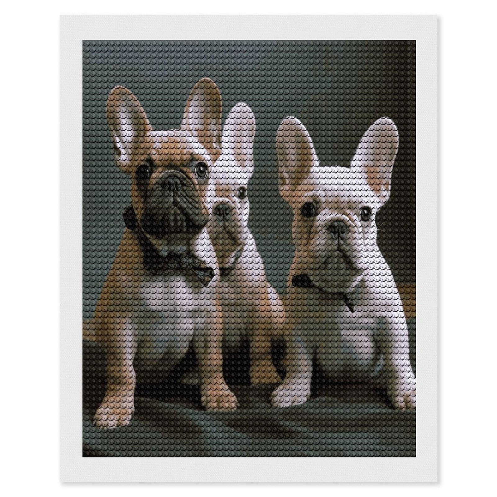 JTREHY French Bulldog Puppies Diamond Art Kits Personalized DIY Round Diamond Painting Kits for Beginner Full Drill Diamonds Dots Paintings for Adults Gem Art Crafts Home Decor