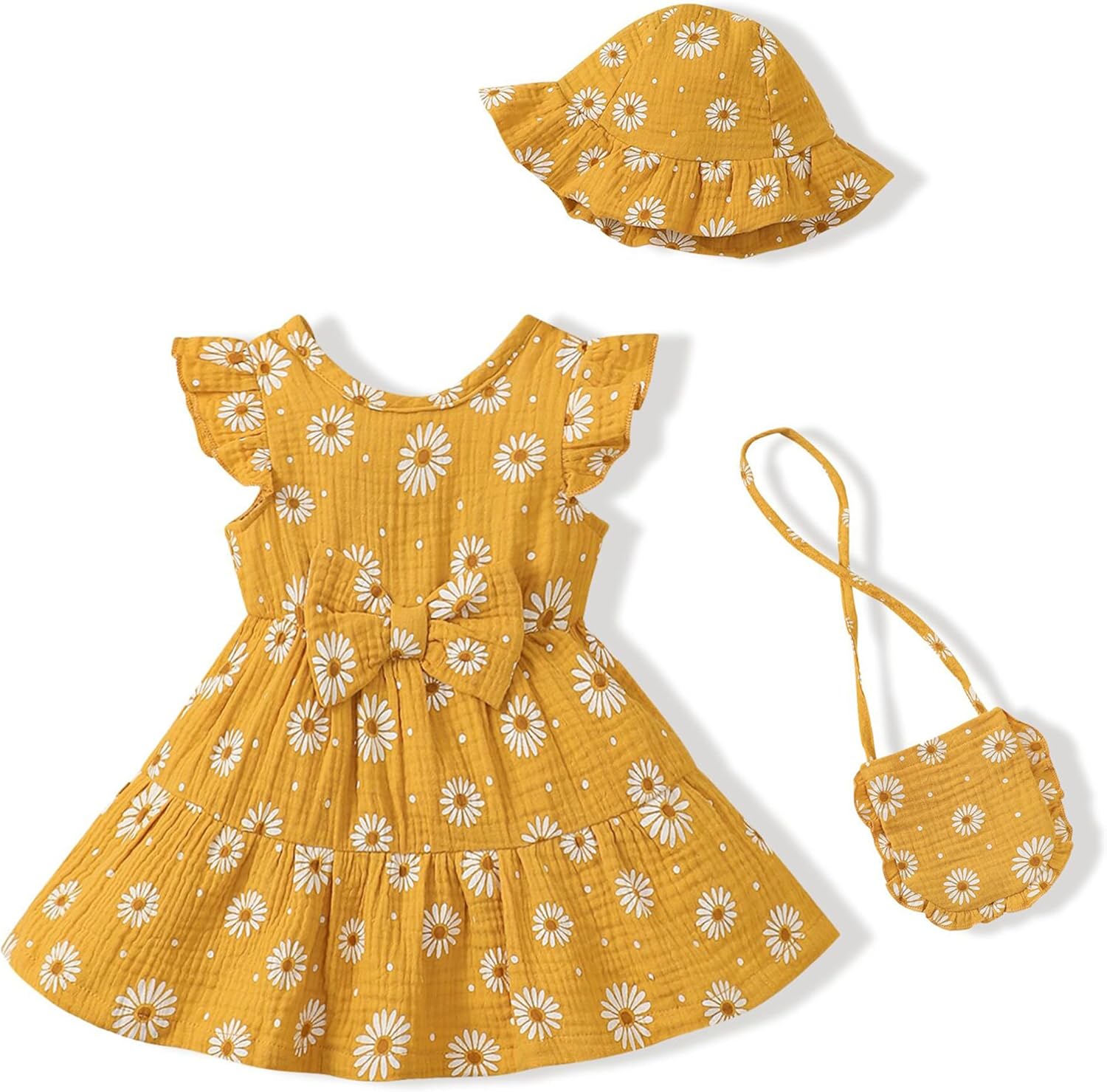 Renotemy Infant Baby Girl Dresses Toddler Girl Clothes Summer Outfits Casual Cotton Linen Sundress Gifts for Girls 3Months-3T