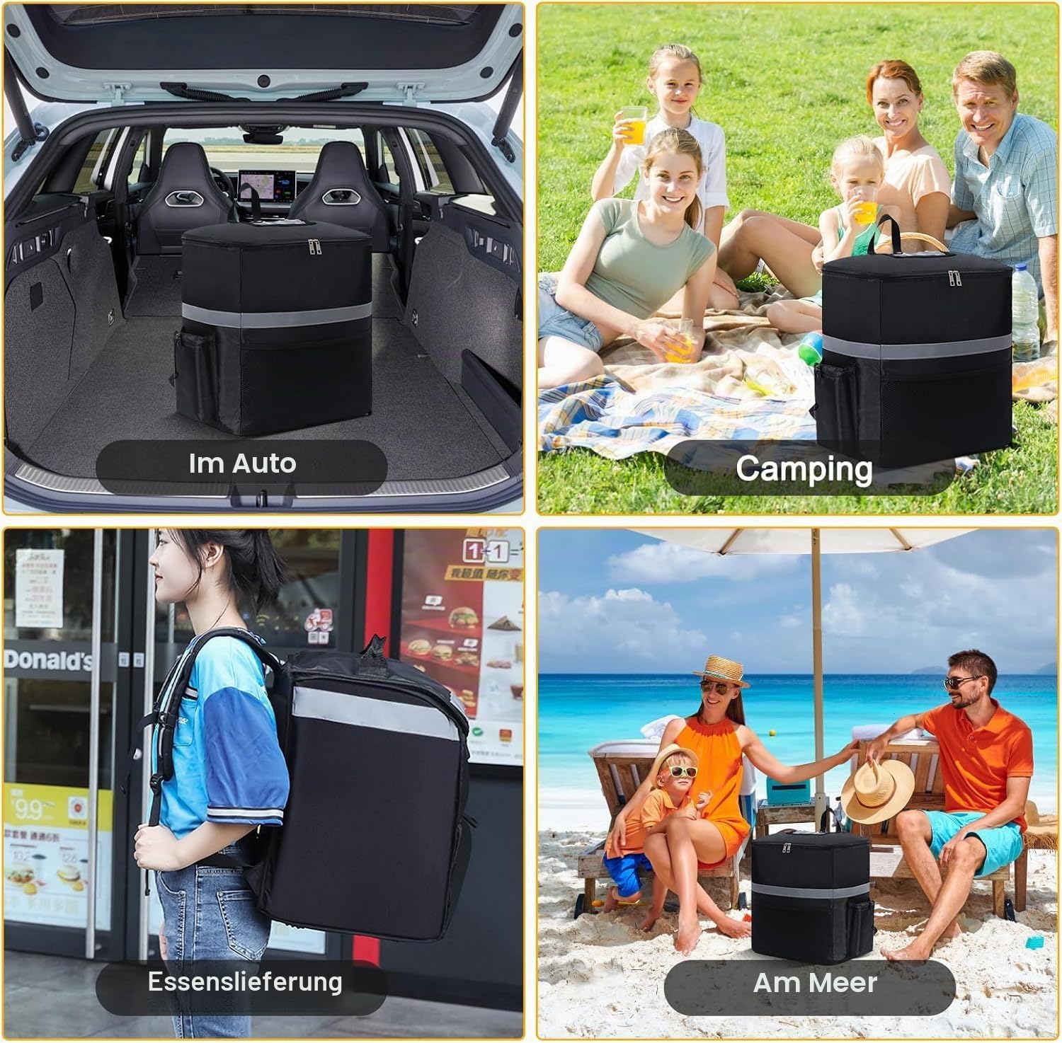 SOONHUA Thermo-Rucksack für Lebensmittel, 35 l, große Kapazität, isoliert, Lebensmittelwärmer, Transporttasche für Fahrradtransport