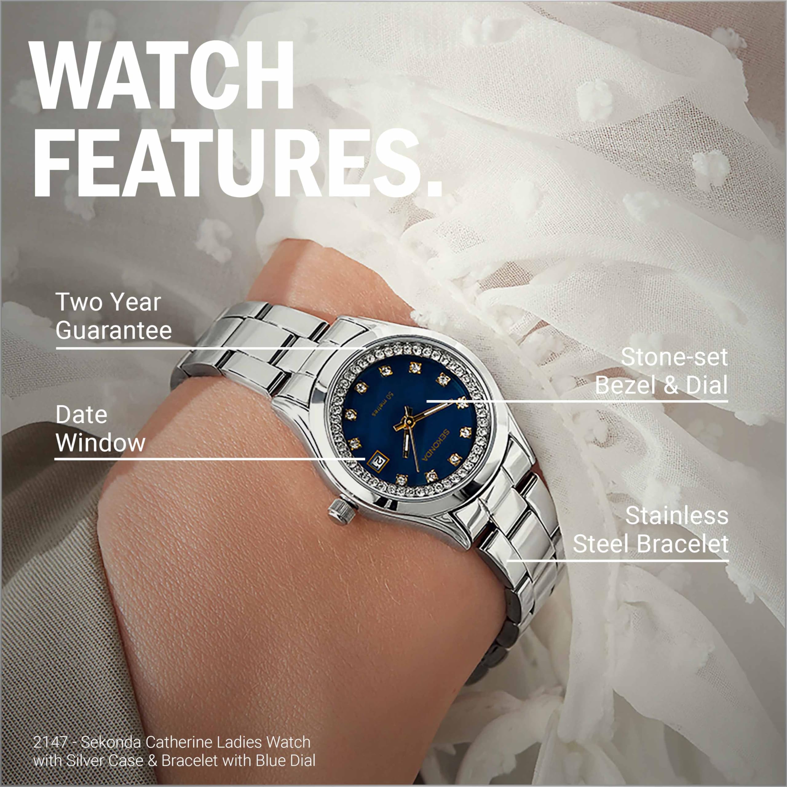 Sekonda Catherine Ladies 27mm Quartz Watch with Analogue Display, and Stainless Steel Bracelet