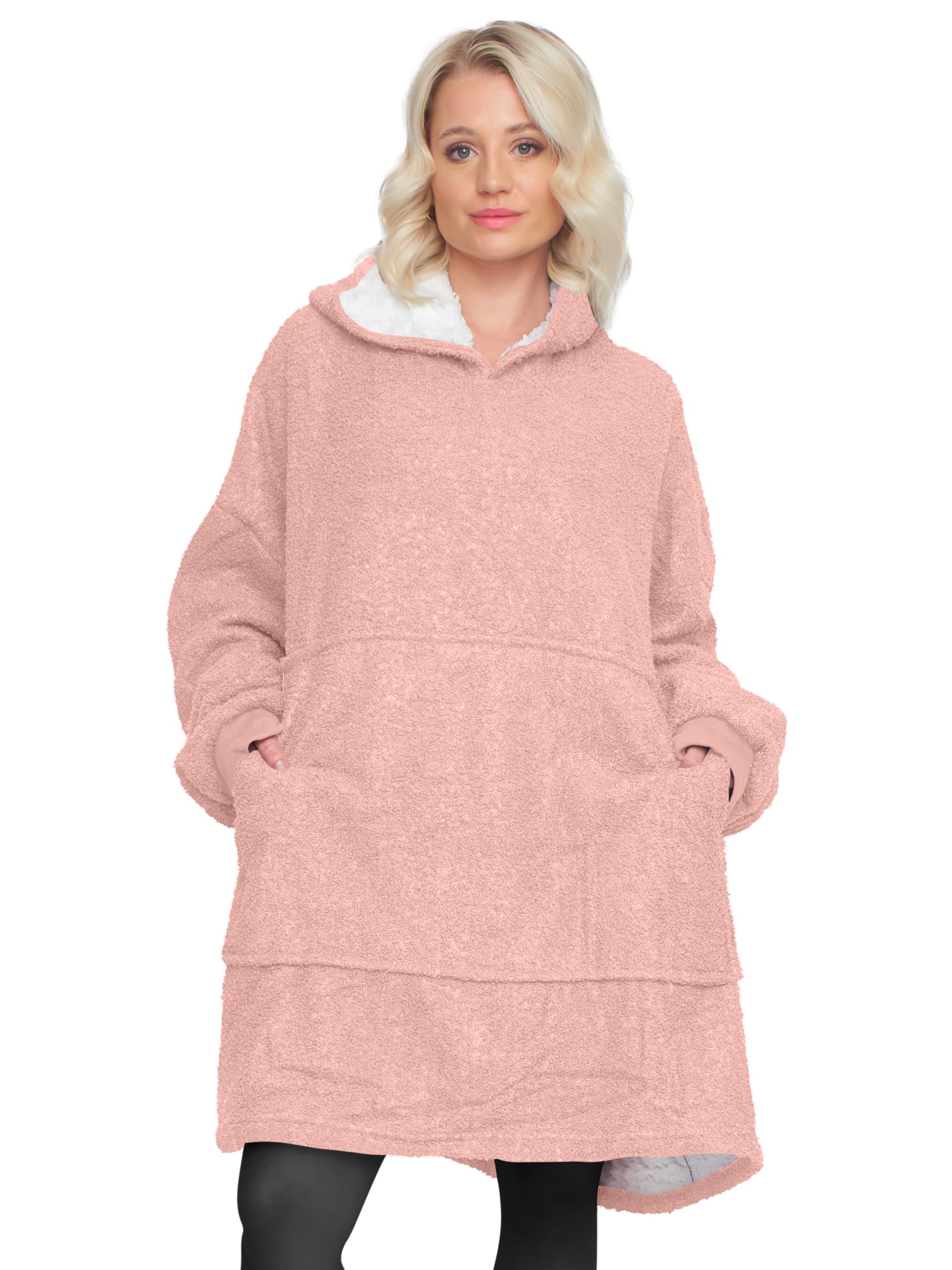 Love My FashionsWomen's Teddy Fleece Blanket Hoodie with Giant Front Pocket Unisex Oversized Soft Sherpa Fleece Warm Wearable Blanket oodie Fits for All Women and Men