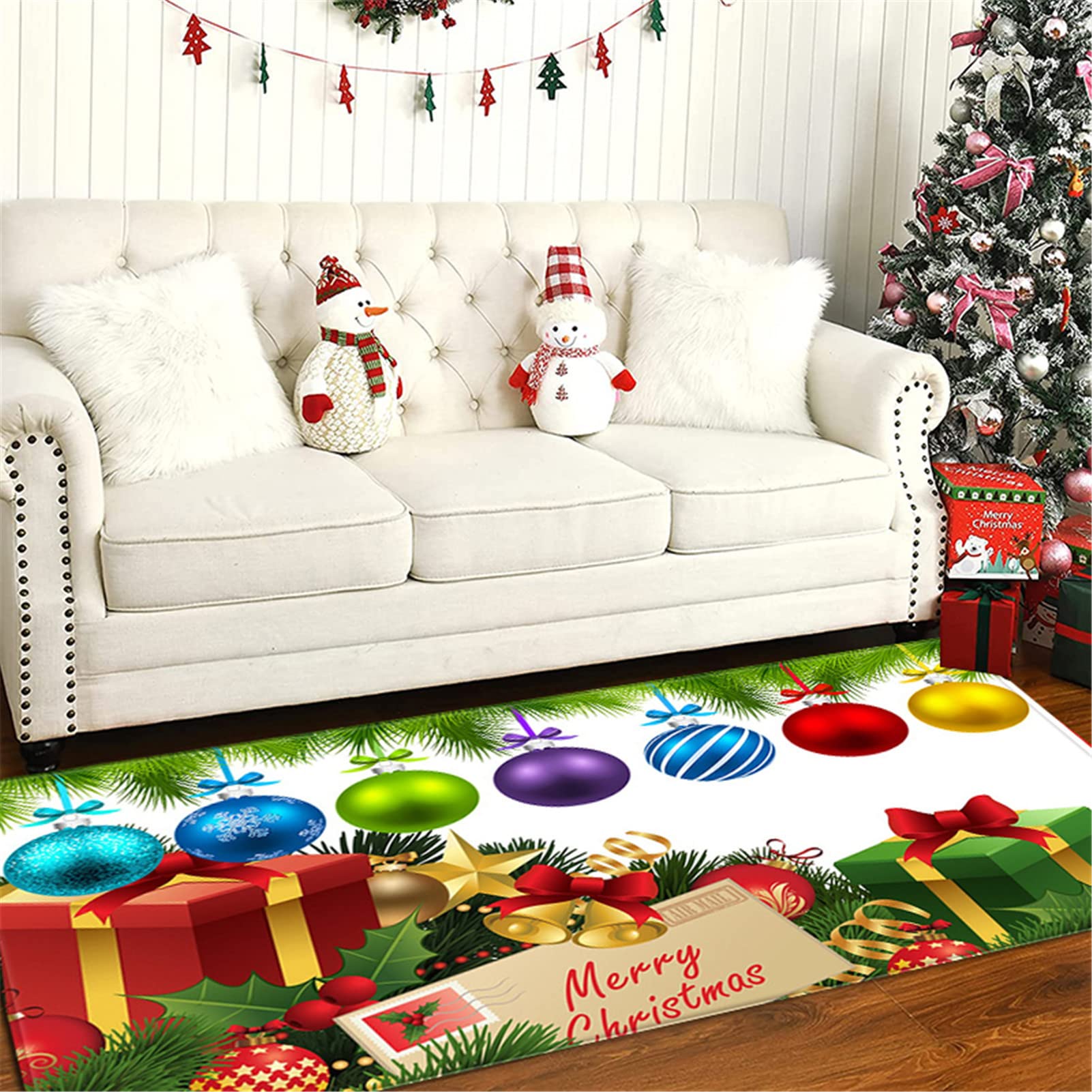 Alfombra Cocina De Navidad Lavable, Felpudos Entrada De Navidad Antideslizante, Múltiples Tamaños Y Patrones Alfombra De Piso De Decoración Navideña Para Sala De Estar,Baño,5,60x180cm/23.6"x70.8"