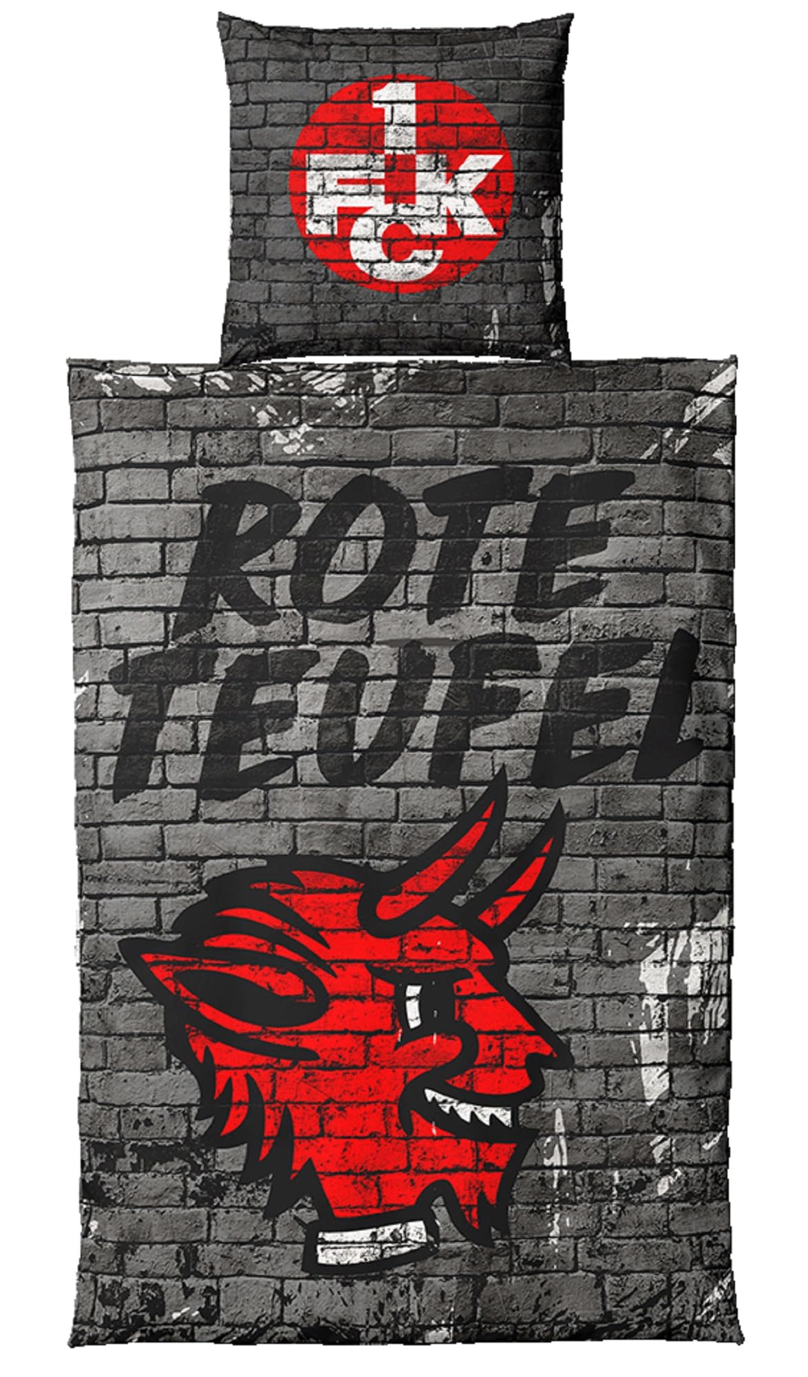 Generisch 1. FC Kaiserslautern Bettwäsche - Mauer - Anthrazit | 135 x 200 cm | Baumwolle | Reißverschluss | FCK - Plus Lesezeichen I Love Kaiserslautern
