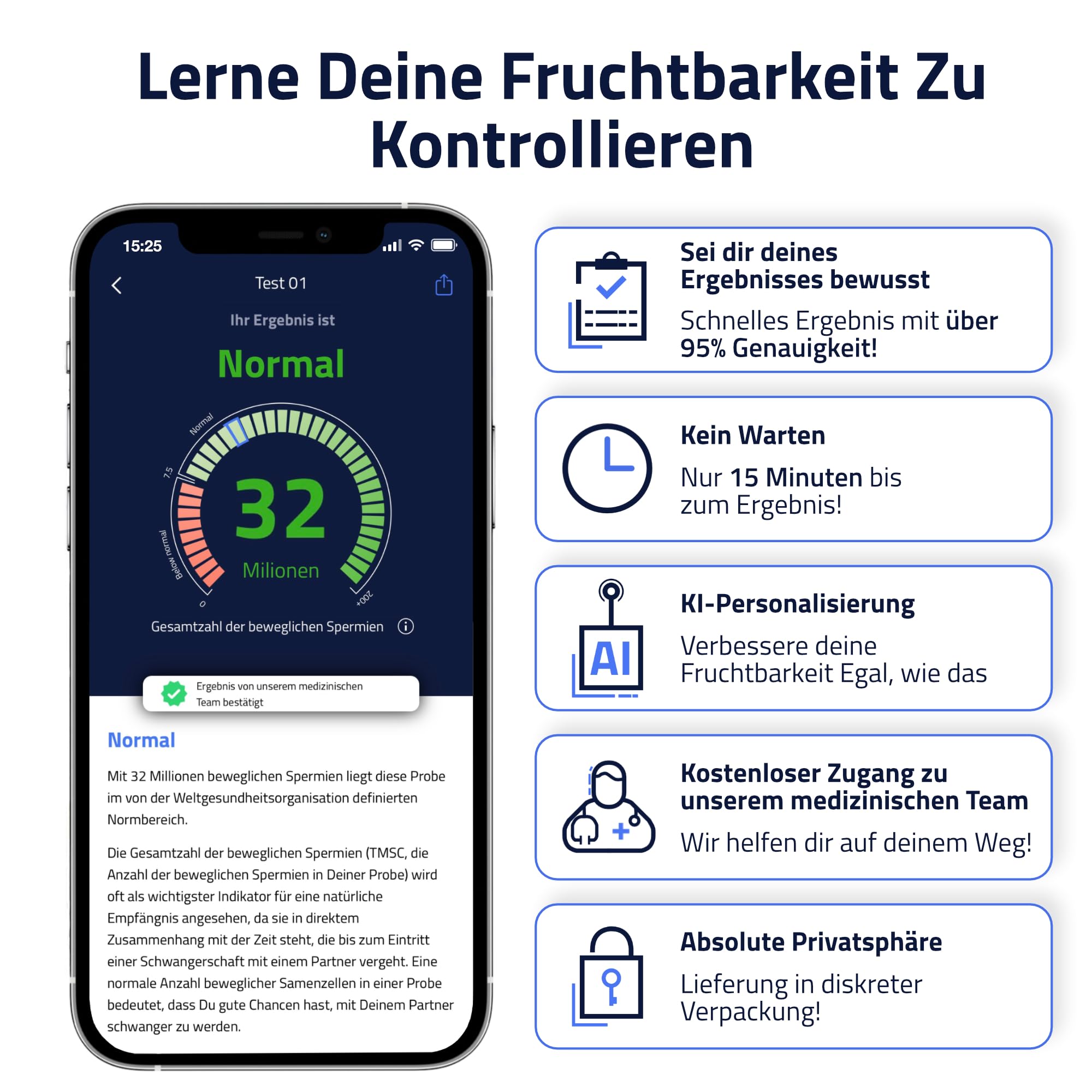 Health - Fruchtbarkeits-Test-Set für Männer - 2 Testkits & Fruchtbarkeits-Präparate - Multivitamine & Omega 3 - Komplettes Test-Set - Testen & Verbessern Sie die Gesundheit Ihrer Spermien | 2 Testkits, Fruchtbarkeits-Präparate, Multivitamine & Omega 3, Ko