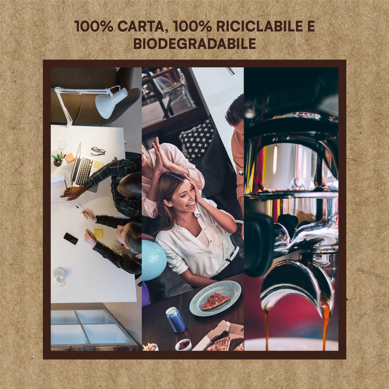 1000 Bicchieri Avana in Carta Usa e Getta per Acqua Caffè Bevande Fredde e Calde da 200ml Made in Italy di Colore Avana Biodegradabili Compostabili Ecologici Eco Friendly - 100% Carta