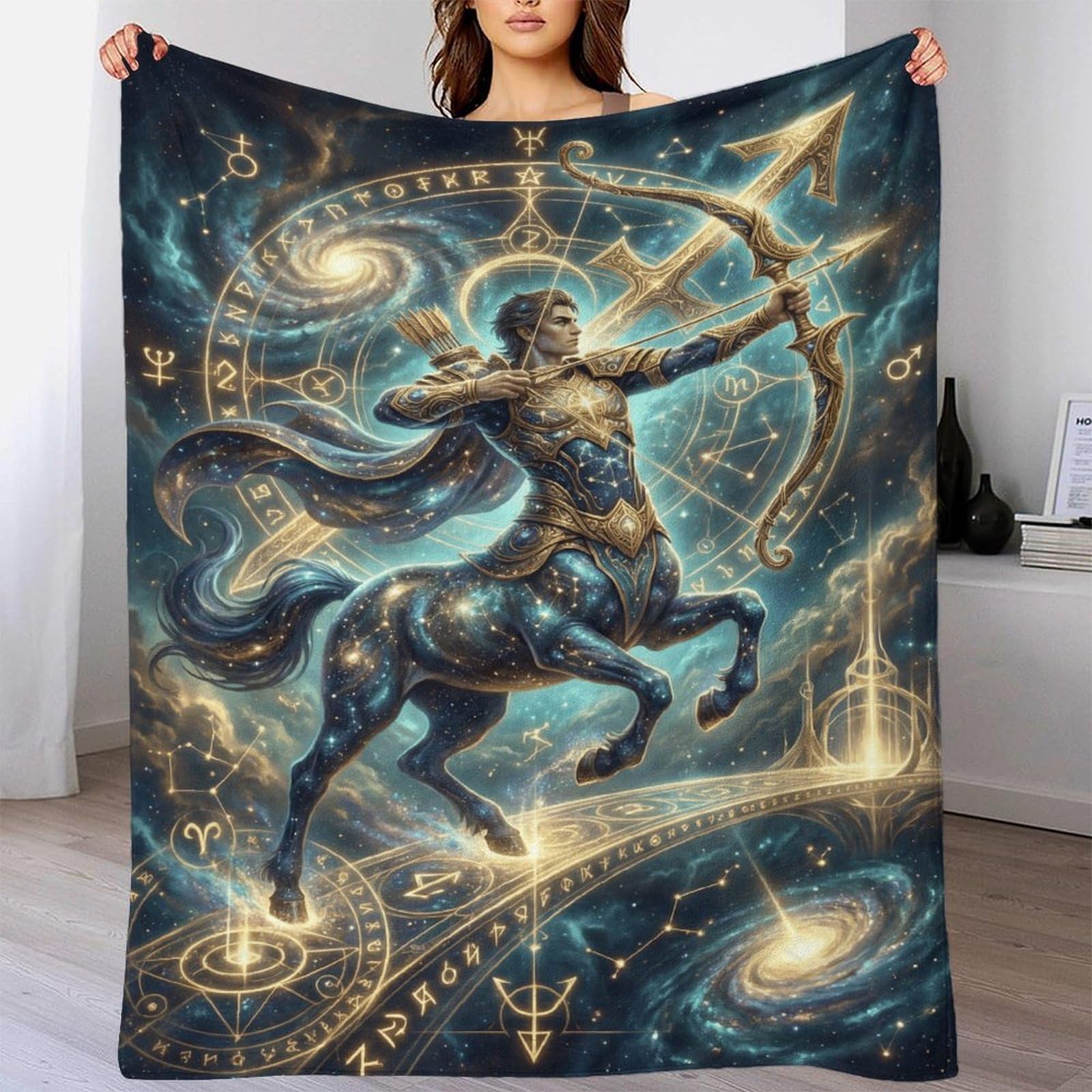 W7C8U2X3 Sagittarius Zodiac for for Flannel Throw Blanket, Office Nap Use