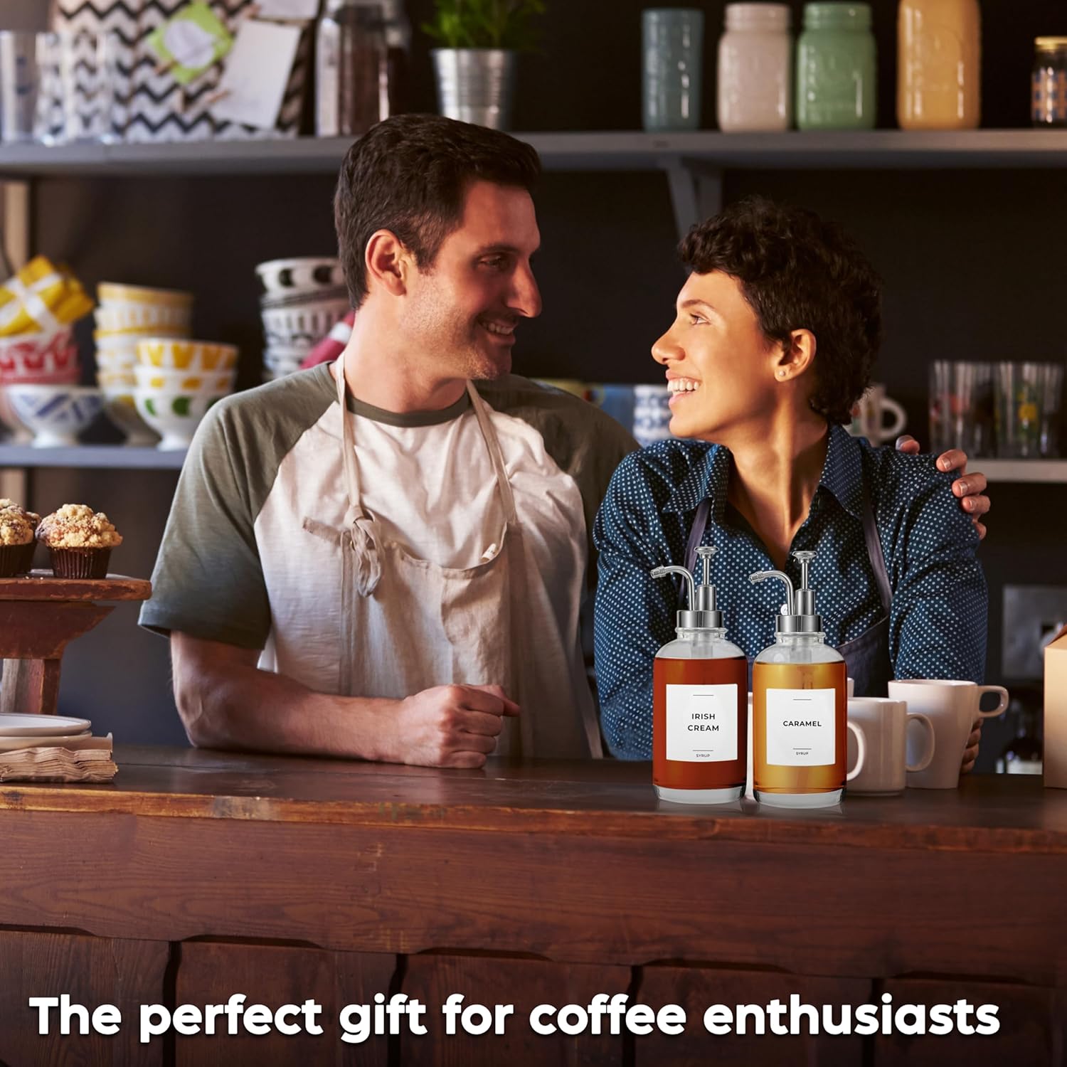 Olive Oil Dispenser Bottle for Kitchen & Coffee Syrup Dispenser Bundle, Silver