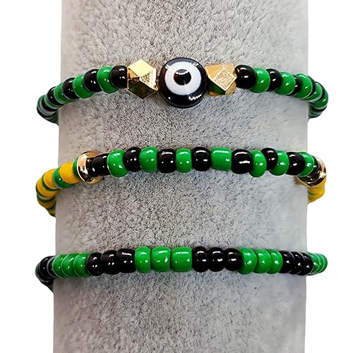 B09SGSNHW9_image_6 Handmade Evil Eye Orishas Protection Jewelry Ilde Elastic Stretch Adjustable Beaded Unisex Amulet Bracelet Pulsera Set (Shango)