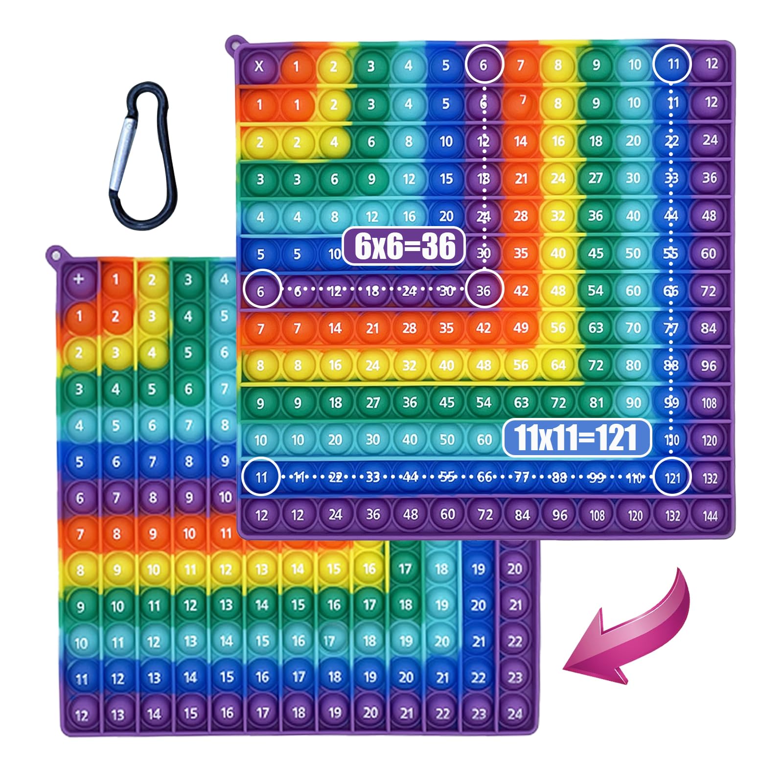 Zamety Pop Fidget Toys, Times Table Poppet, Multiplication Popit 12x12 and Addition 12+12 Fidget Toy