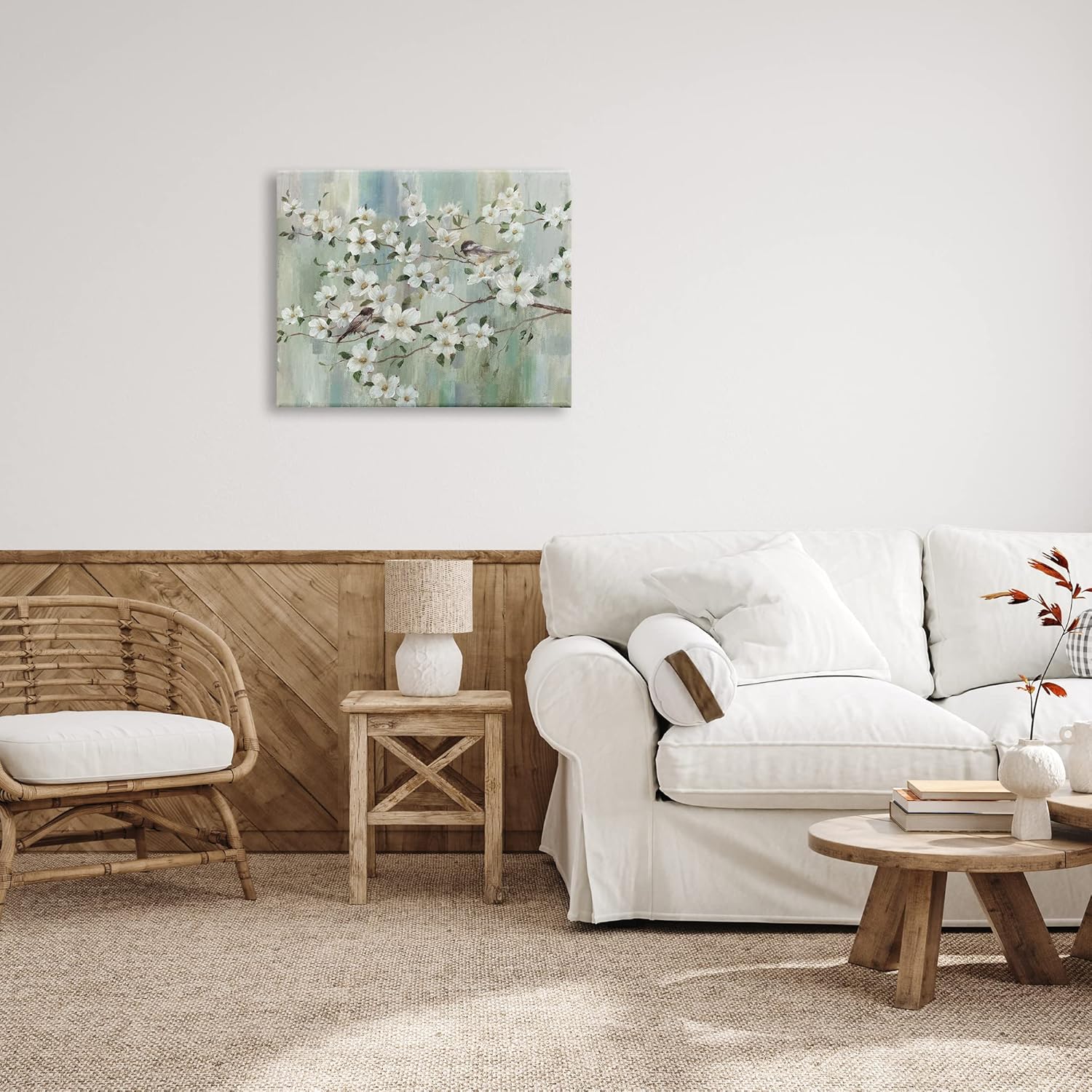 Stupell Industries Delicate Cherry Blossom Flowers Perched Birds Classic Painting Canvas Wall Art, Design By Nan