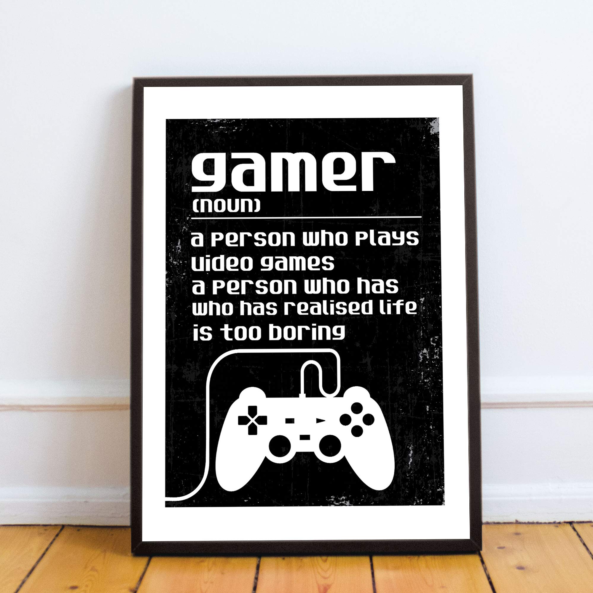Red Ocean Gamer Gift Funny Gamer Sign Boys Bedroom Decor Retro Gaming Sign Framed Print