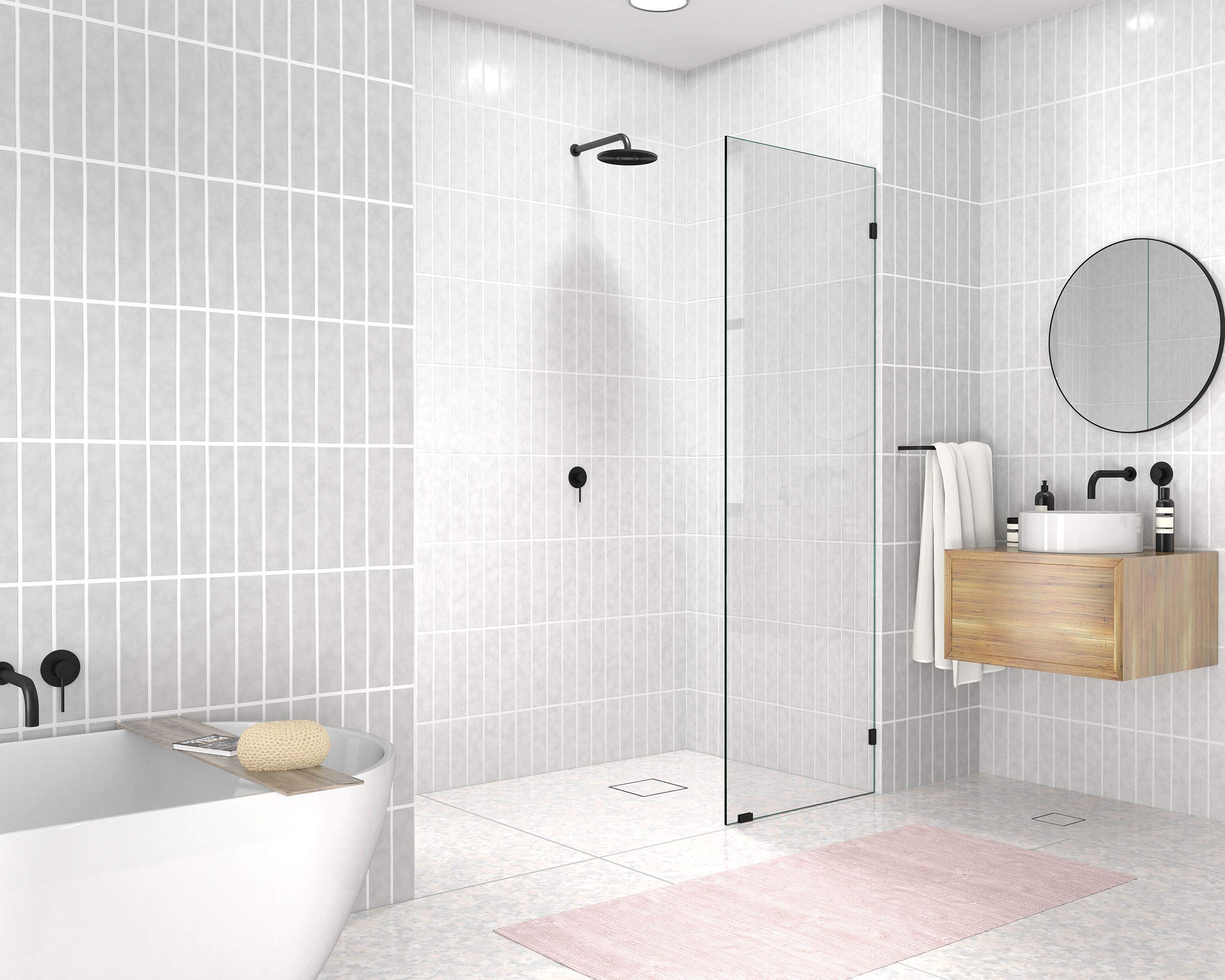 Glass Warehouse78" x 10" Frameless Shower Door - Single Fixed Panel Oil Rubbed Bronze Oil Rubbed Bronze Finish