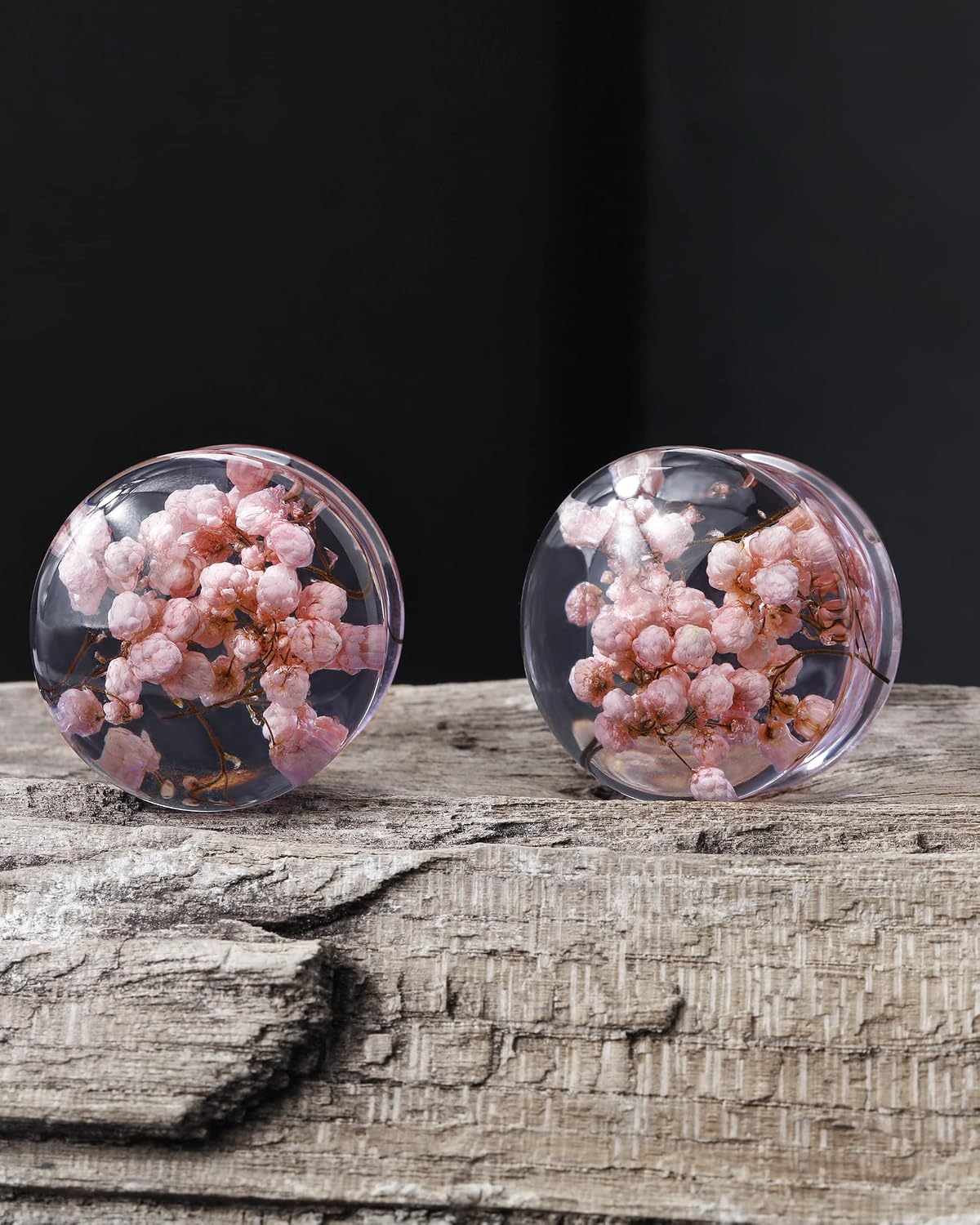 Jewseen Flower Ear Plugs 2PCS 2g-1'' Double Fleur Planche Resin Plugs for Ear Body Piercing