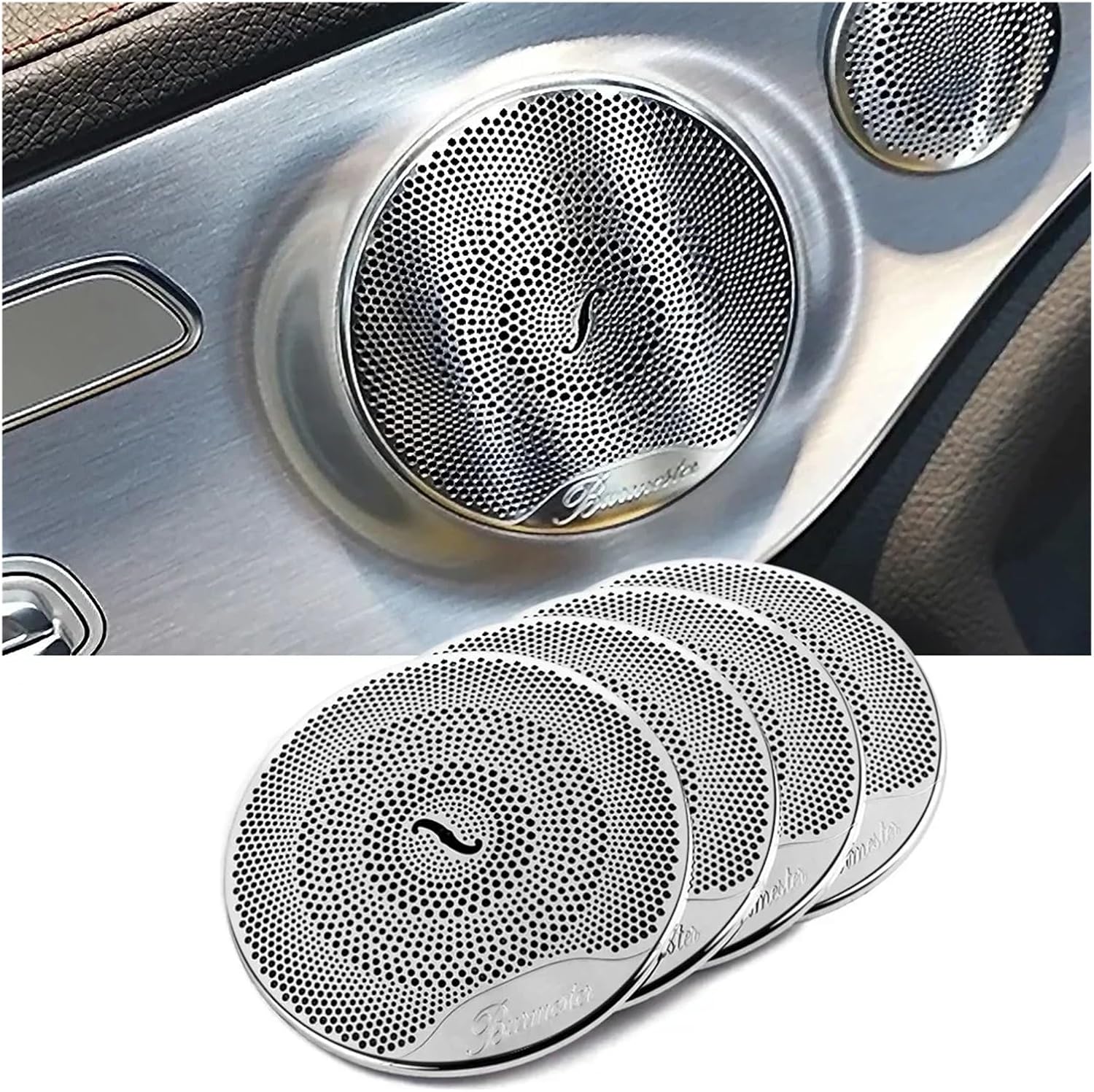 4pcs/Set Bright Silver Audio Speaker Cover C/E Car Door Loudspeaker Compatible W212 W213 W205