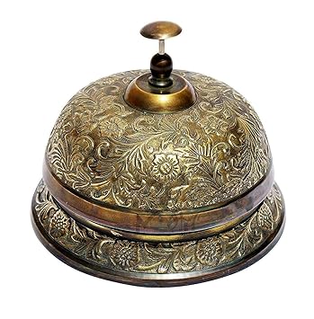 Vintage Star Solid Brass Classic Office Desk Bell with Traditional Art Work | Loud Desk Office Bell