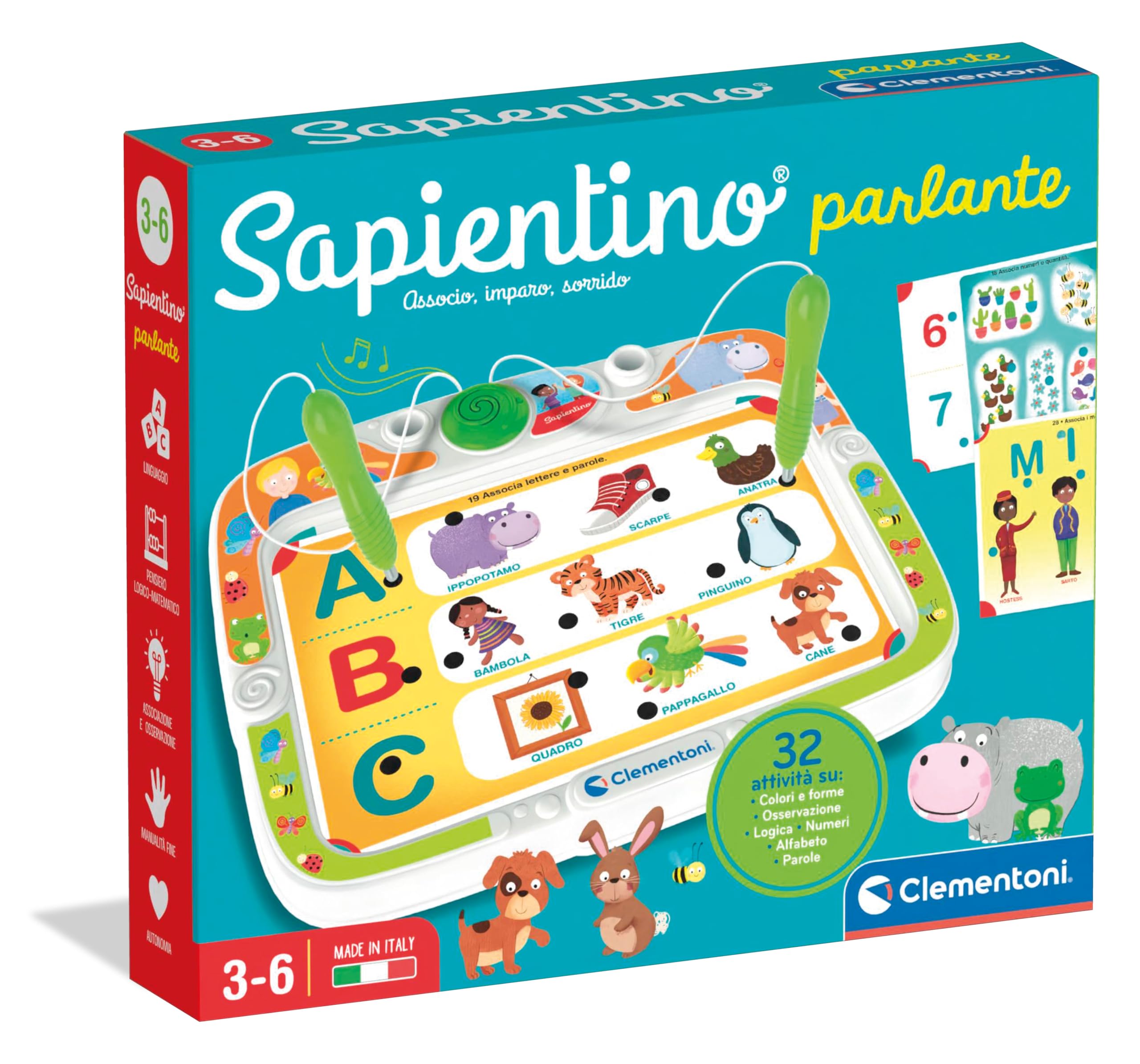 Clementoni Sapientino Lernspiel - Sprechender Stift Mit 16 Karten Für Kinder 3-6 Jahre