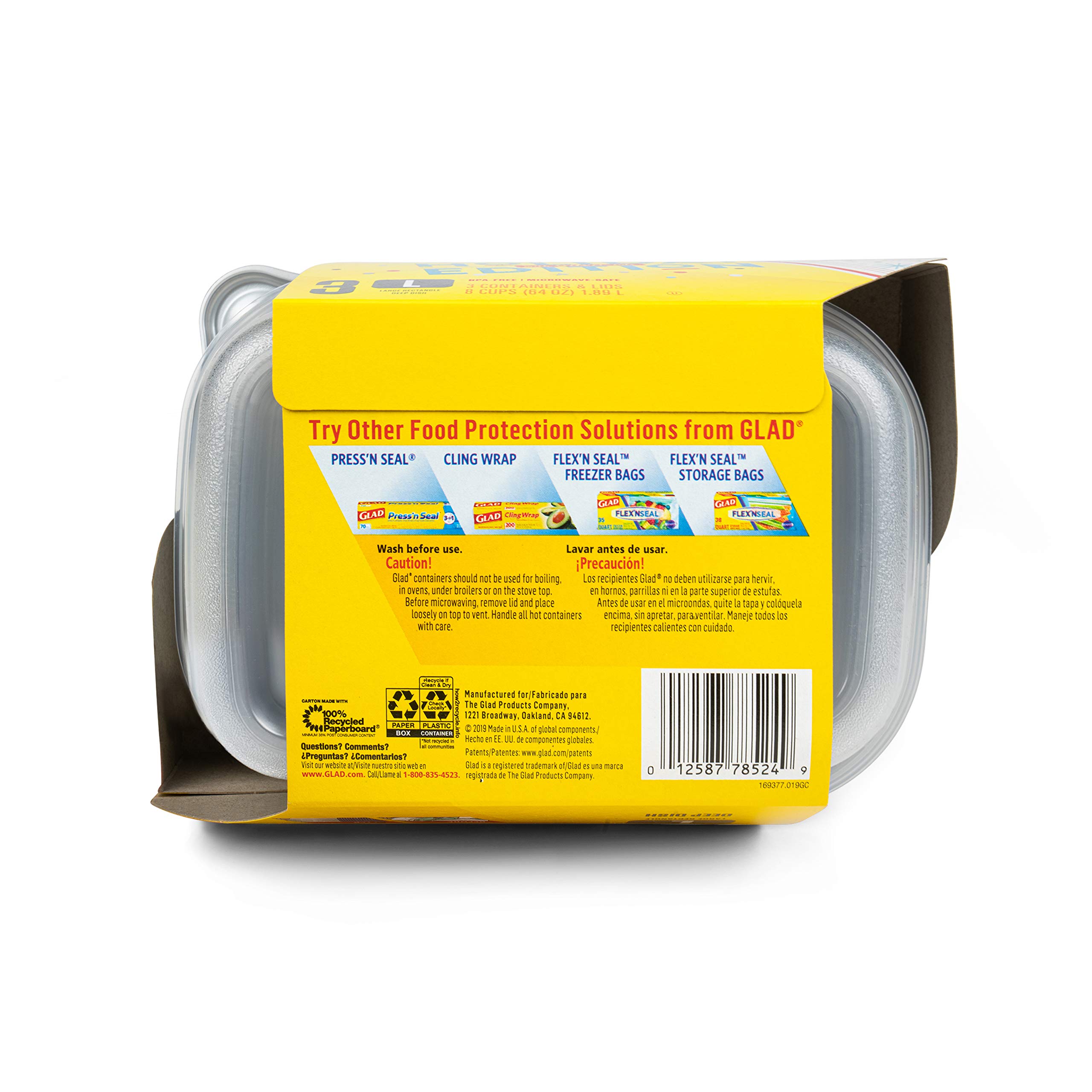 Buy Glad Holiday Food Storage Containers, Large Rectangle (64 Oz) 3