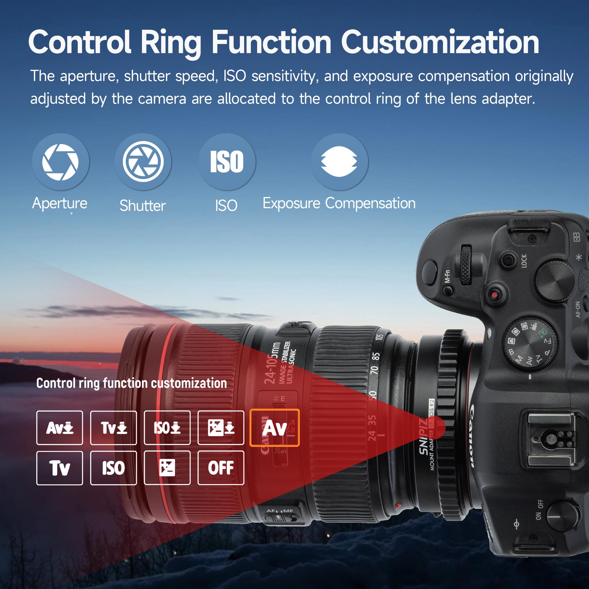 SNIPIZ EF-EOS R2 Lens Mount Adapter EF/EF-S Lens to RF Mount Camera Autofocus Lens Converter Compatible with Canon EF/EF-S Lens to EOS R - Image 3