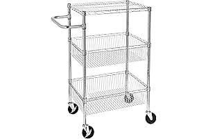 Honey-Can-Do 3 Shelf Rolling Chrome Storage Cart