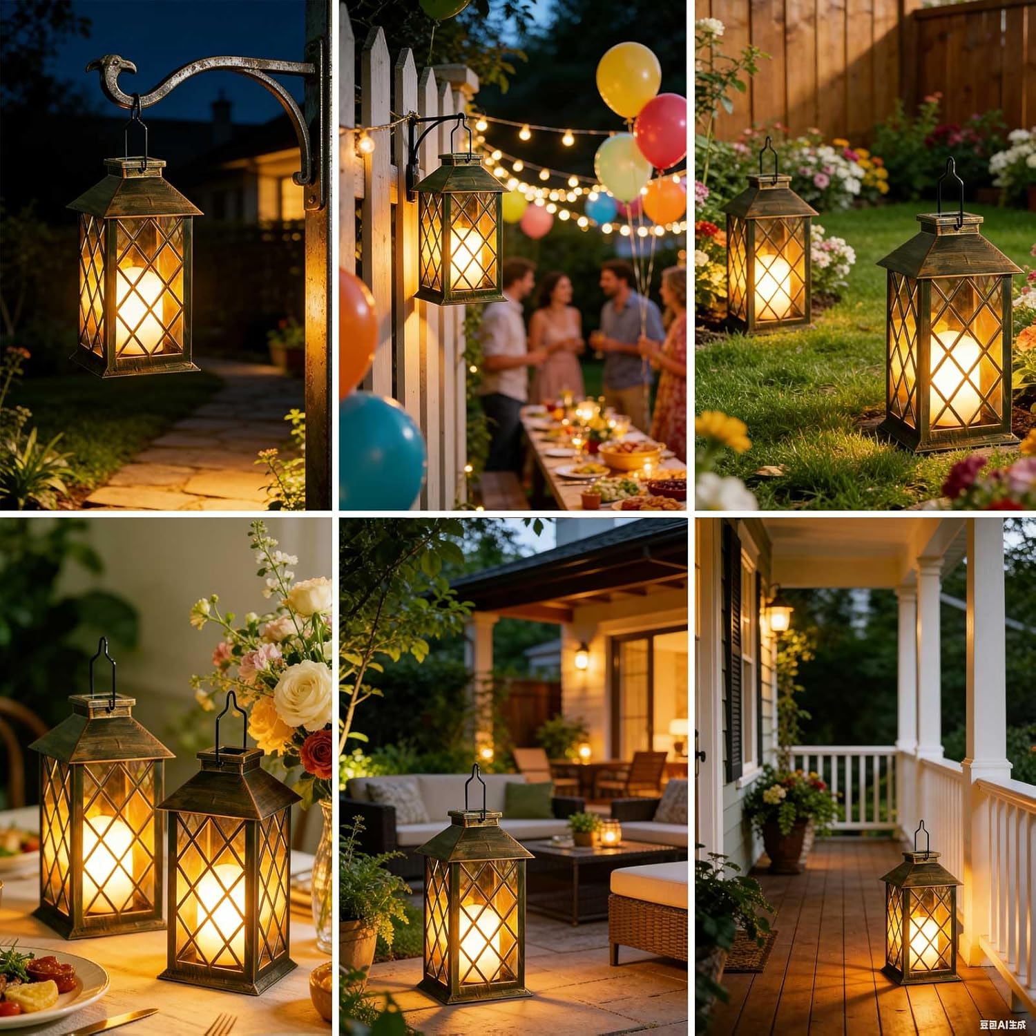 Solar Lanterns Outdoor Waterproof, 2 Pack Glass Hanging Solar Lights with Flickering Flameless Candle, Outdoor Lanterns for Patio Wall Porch Table Garden Yard Tree, Gift for Women Mom - Bronze