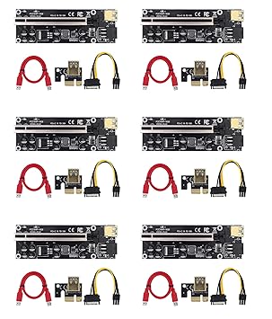 GadgetKarePro 2021 Latest V009S Plus / 009S Plus PCI-E Riser Express Cable 16x to 1x with Indicator Led Graphics Extension ETH Mining Riser Adapter Card for GPU with 60 cm USB 3.0 Cable - Pack of 6