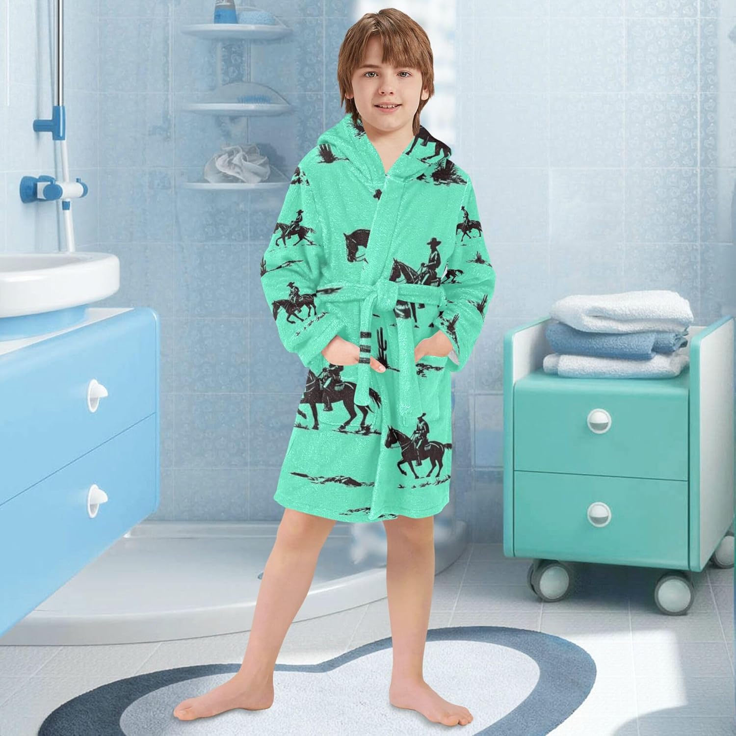 Bathrobe Hooded PJ Robe Soft Fleece Robe Pajama Sleepwears 2-12 Years