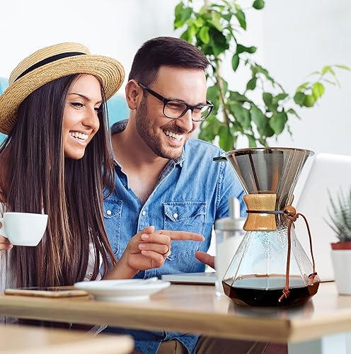 Vista 62 de AGOGO Vaso para cafetera, 6/8/10 tazas con filtro inoxidable 304 para el hogar, oficina, campamento, cafeterías, juego de gotero de café fácil