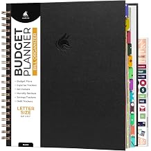 Clever Fox Budget Planner & Monthly Bill Organizer Letter Size Black | 9.8 x 11.1 household expense & payment tracker book, undated, detailed monthly & weekly financial organizer with pockets