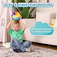 Vista 2 de Linkboy - Balón de voleibol suave talla 4 – Multicolor, silencioso, liviano para interiores, para niños y uso de práctica