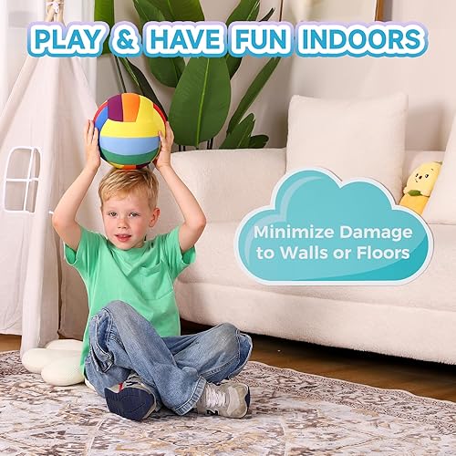 Miniatura 2 de LINKBOY Balón de voleibol suave tamaño 4  Multicolor, silencioso, ligero para interiores para niños y uso en práctica