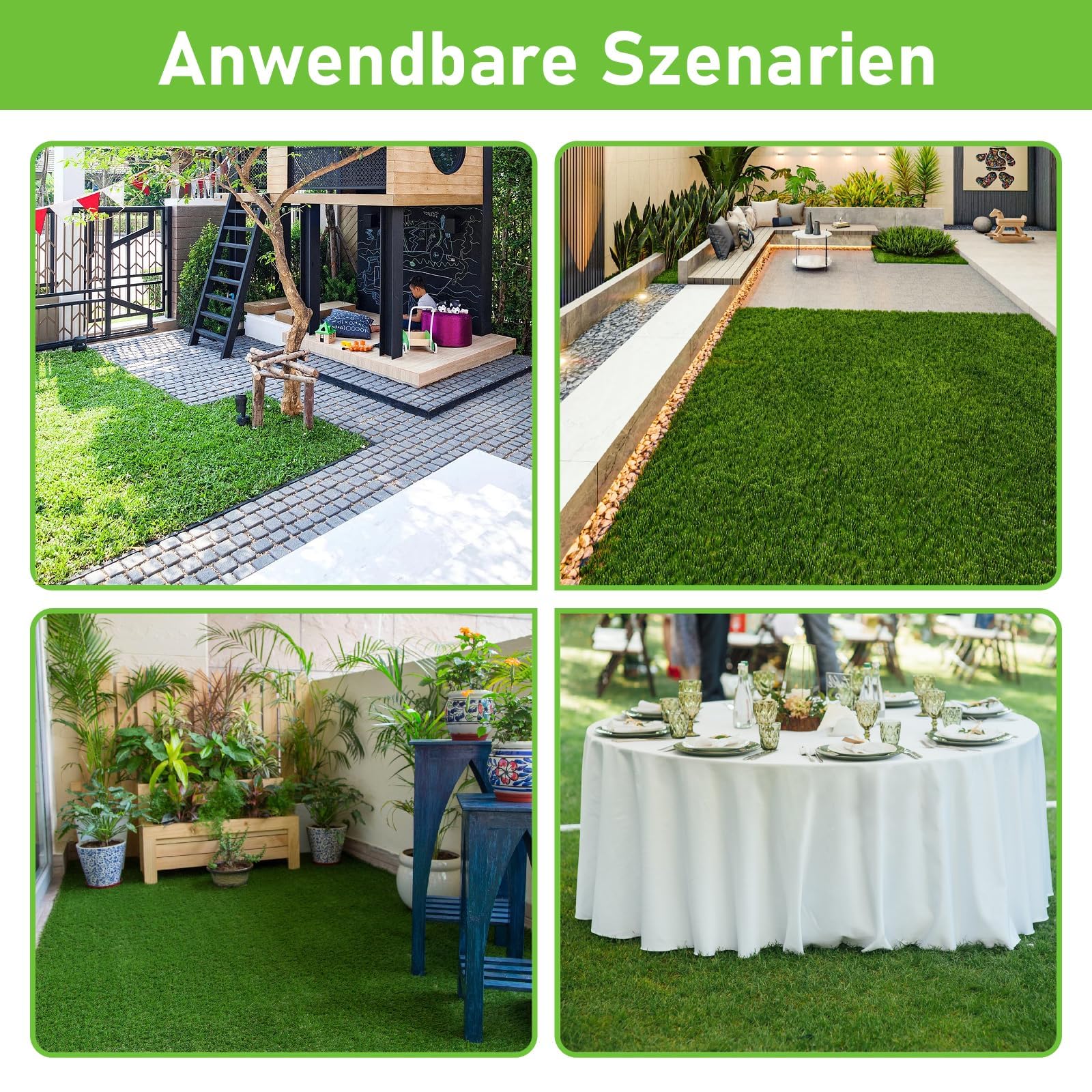bimiti Tapis de gazon artificiel 200 x 300 cm - Au mètre - Résistant aux intempéries - Pour balcon, terrasse et jardin