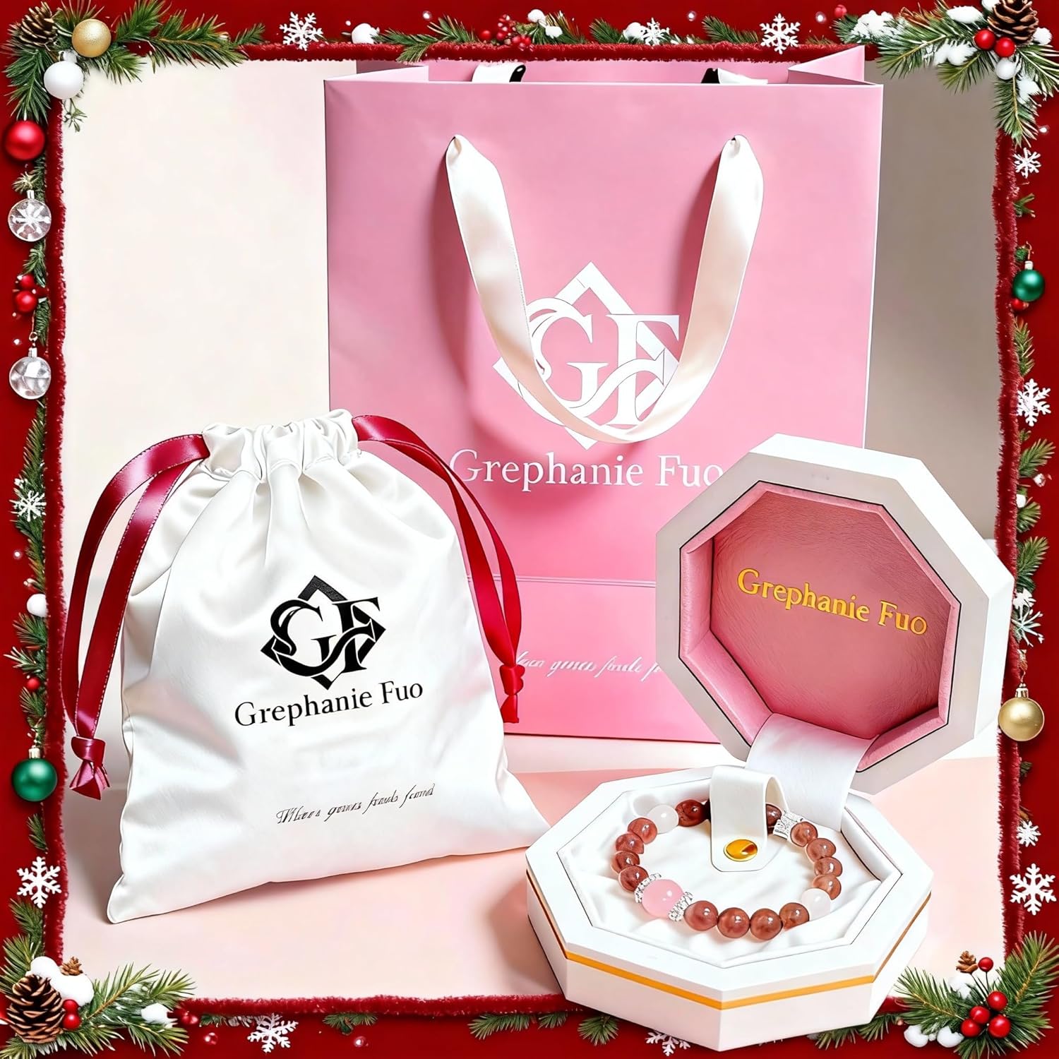 Natural Gemstone Bead Stretch Bracelet, Yoga Beaded Bracelet For Stress Relieve, Soothing Stretchable Elastic Bracelet for Women, Impeccable Gift for Birthday Valentine's Day - Image 9