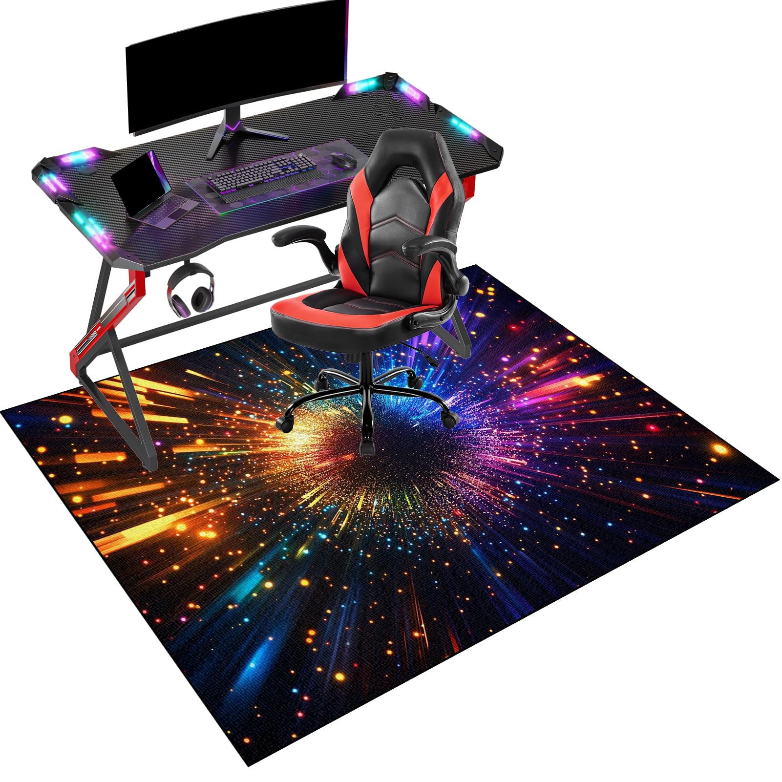 Fcenghox 507A Office Chair Mat For Carpeted And Hardwood Floor Protector For Rolling Chair Non-Slip Desk Chair Mat Computer Gaming Chair Mat Low Pile Carpet Protector Mat, Floor Mat For Office Chair 90 X 120 Cm