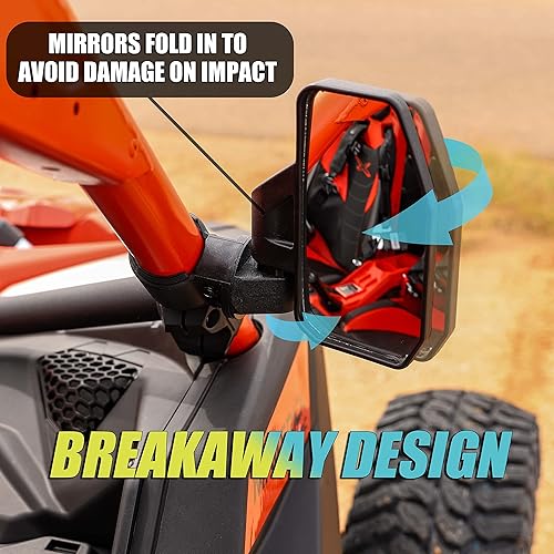 Miniatura 2 de Chupacabra Offroad Espejo visor trasero/lateral para UTV–Par derecha e izquierda para 1.6–2 pulgadas Jaula de seguridad RZR x3 Maverick Pioneer YXZ
