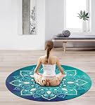 Pilates Mat Round Oversize Yoga Mat Suede Rubber Non-Slip Dia 140cm Mat d'exercice de méditation Mat de tapis d'entraînement pour la maison en plein air
