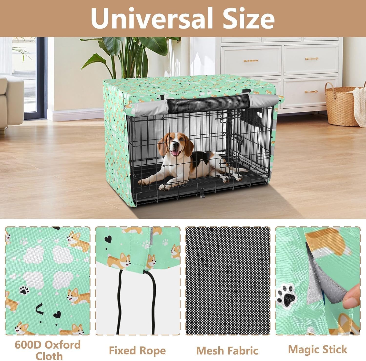 Cute Dog Dogs Dog Crate Cover Privacy Wire Cage Cover Dog Crate Curtains 48 Inch