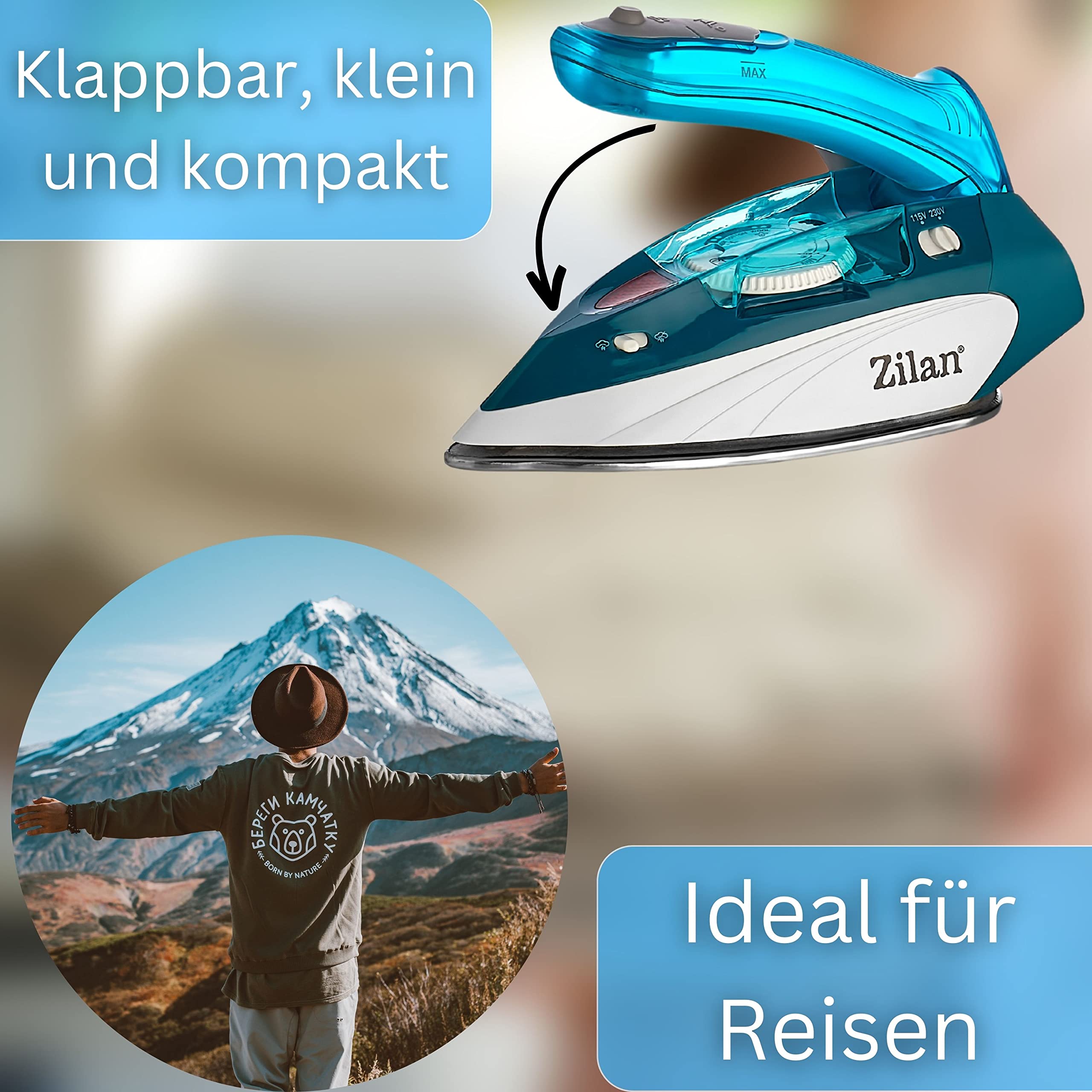 Ferro Da Stiro Viaggio Mini Ferro Da Stiro Portatile Portatile, Girevole A 180°, Ferro Da Stiro A Vapore Portatile, Pieghevole, Da Viaggio, Ferro Da Stiro Professionale Per Vestiti In Tessuto, Ideale Per