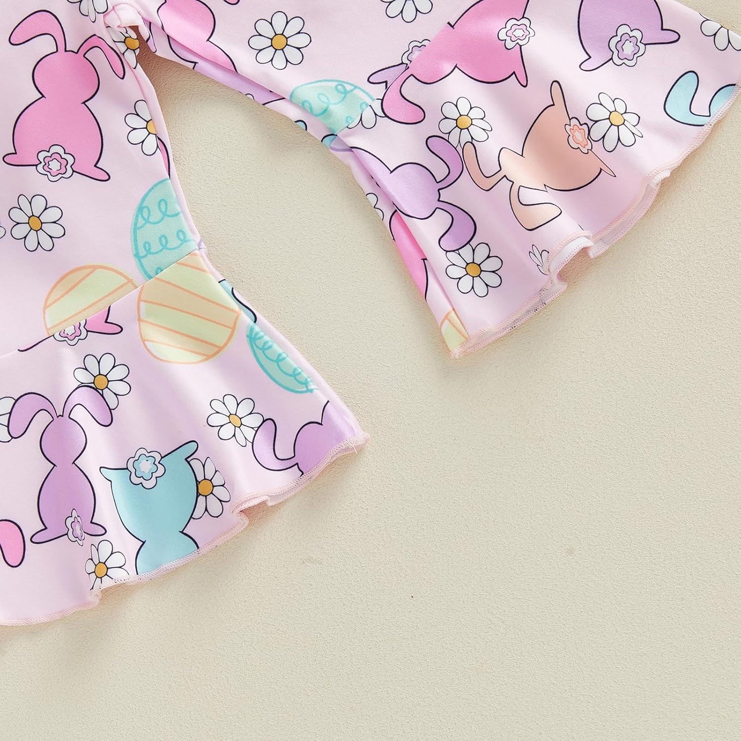 Sasaerucure Newborn Infant Baby Girl Easter Outfit Short Sleeve Bunny Romper + Flare Pants + Headband 3Pcs Clothes - Image 7