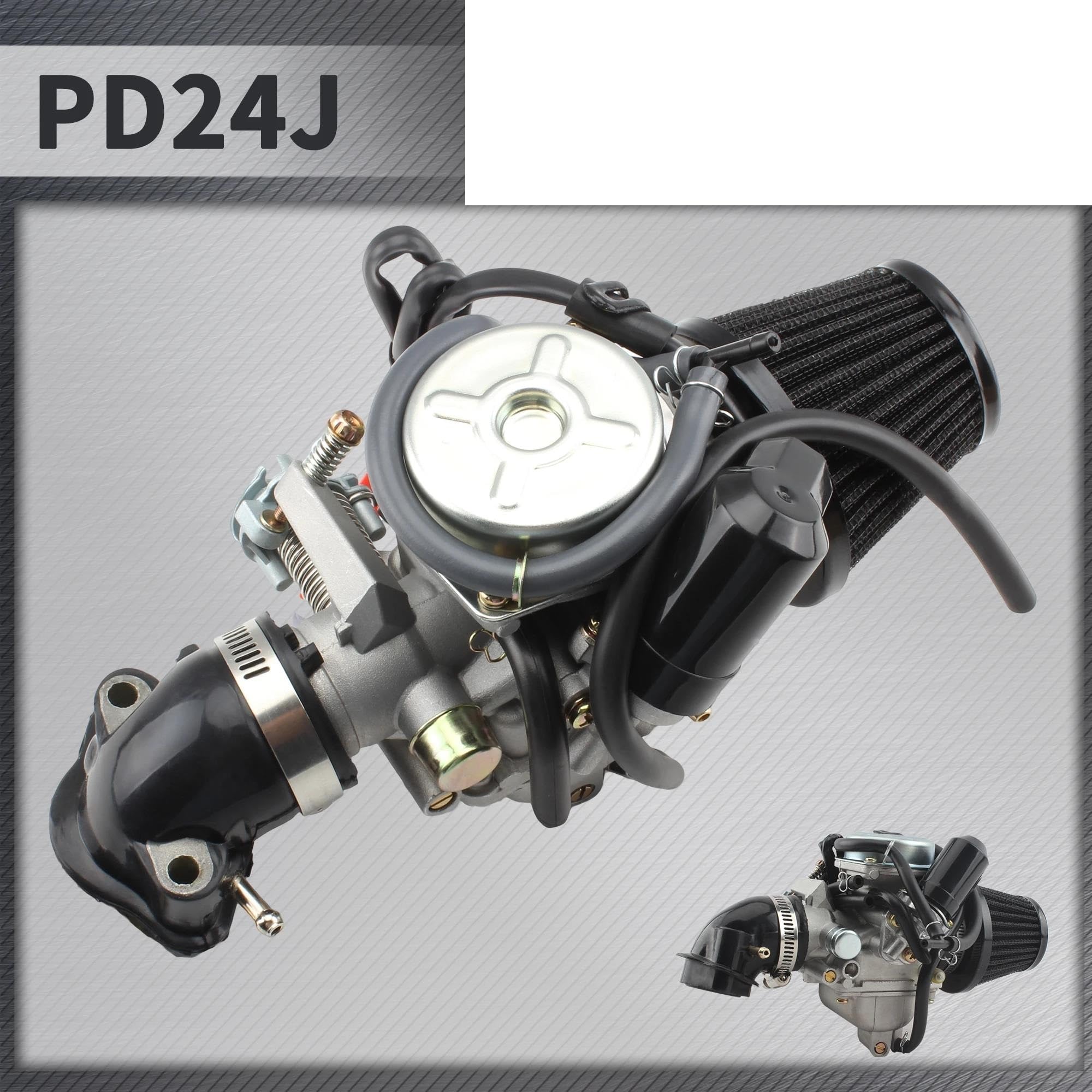 Carburador Repuesto para GY6 125cc 150cc 152QMI 152QMJ 157QMI 157QMJ PD24J Carburador Motocicleta con Filtro Aire Tubo Entrada(Kit 1)