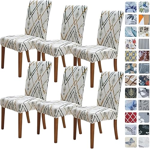 SPRINGRICO Fundas para sillas de comedor, paquete de 6, fundas elásticas para sillas de comedor, de elastano, lavables, fundas para sillas Parsons