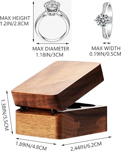 Miniatura 2 de Caja de almacenamiento para anillos de boda de madera de nogal, soporte sólido para anillo de 3 ranuras, ceremonia de boda, compromiso, cumpleaños
