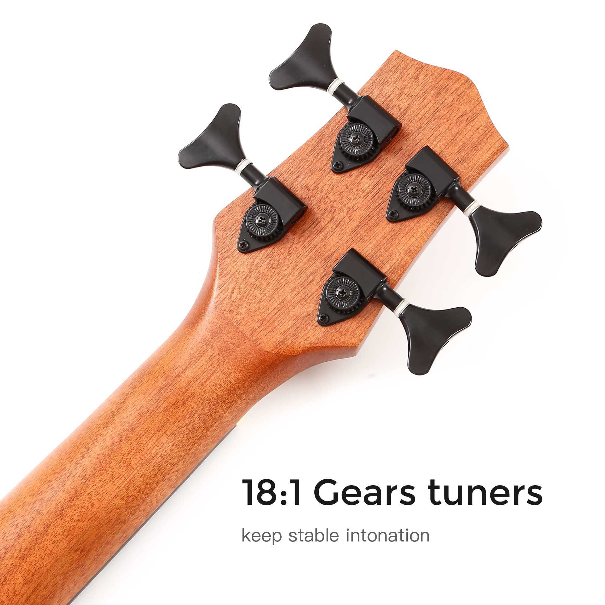 Ukulele Basso Mini Acustico 76,2 cm Ubass Artigianale In Legno Di Acacia Solido