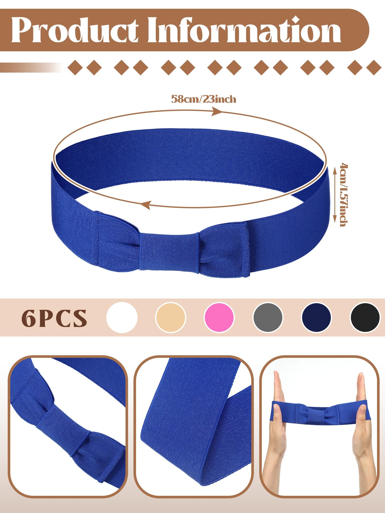 Tigeen 6 bandas elásticas con lazo para sombrero de vaquero para mujer, bandas para sombrero de fedora para sombrero, cinta de sombrero de paja Panamá, accesorios para sombreros