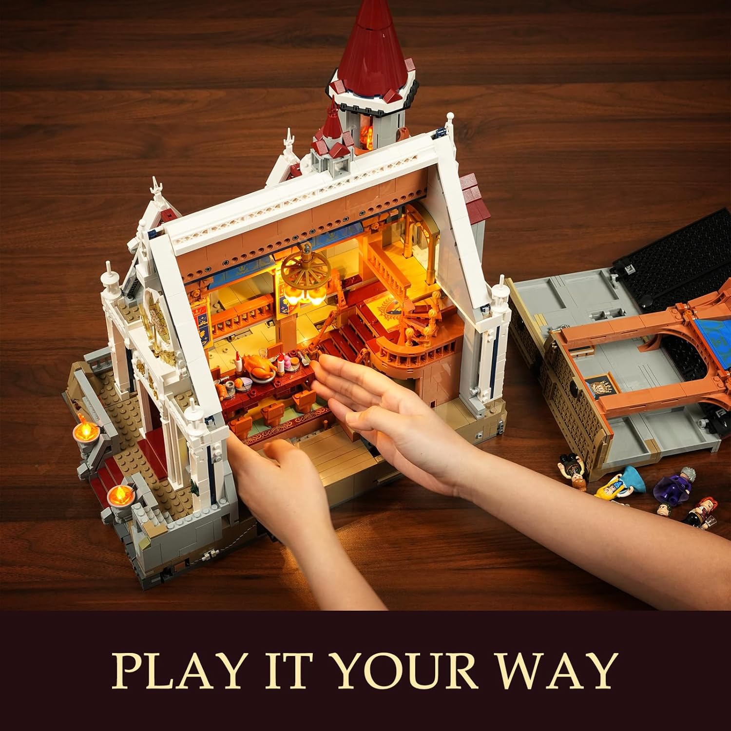 LUMIBRICKS Medieval Castle Banquet Hall Lighting Building Bricks Set - Middle Ages City Town Modular Collection Display Kit with Minifigures 3232 Pcs for Adults & Teens - Image 2